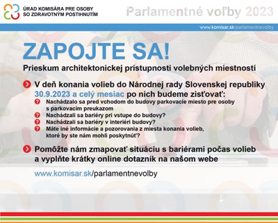 Prieskum architektonickej prístupnosti volebných miestností vo voľbách do Národnej rady Slovenskej republiky 30.9.2023